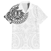 New Zealand Aotearoa Family Matching Off Shoulder Maxi Dress and Hawaiian Shirt Maori Te Mata O Rongokako LT05 Dad's Shirt - Short Sleeve White - Polynesian Pride