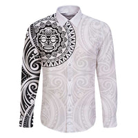 New Zealand Aotearoa Family Matching Puletasi and Hawaiian Shirt Maori Te Mata O Rongokako LT05 Dad's Shirt - Long Sleeve White - Polynesian Pride