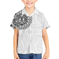New Zealand Aotearoa Family Matching Short Sleeve Bodycon Dress and Hawaiian Shirt Maori Te Mata O Rongokako LT05 Son's Shirt White - Polynesian Pride