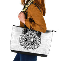 New Zealand Aotearoa Leather Tote Bag Maori Te Mata O Rongokako LT05 White - Polynesian Pride