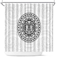 New Zealand Aotearoa Shower Curtain Maori Te Mata O Rongokako LT05 White - Polynesian Pride