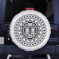New Zealand Aotearoa Spare Tire Cover Maori Te Mata O Rongokako LT05 No hole White - Polynesian Pride
