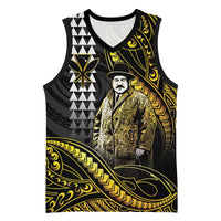 Hawaii Kuhio The Citizen Prince Basketball Jersey Gold Polynesian Tribal Tattoo LT05 Unisex Gold - Polynesian Pride