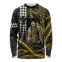 Hawaii Kuhio The Citizen Prince Long Sleeve Shirt Gold Polynesian Tribal Tattoo LT05 Unisex Gold - Polynesian Pride