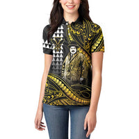 Hawaii Kuhio The Citizen Prince Women Polo Shirt Gold Polynesian Tribal Tattoo LT05 - Polynesian Pride