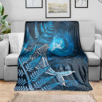 New Zealand Matariki Blanket Maori Koru With Humpback Whale Blue