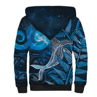 New Zealand Matariki Sherpa Hoodie Maori Koru With Humpback Whale Blue LT05 - Polynesian Pride