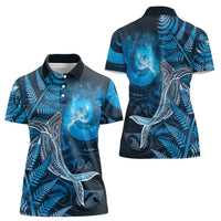 New Zealand Matariki Women Polo Shirt Maori Koru With Humpback Whale Blue LT05 - Polynesian Pride