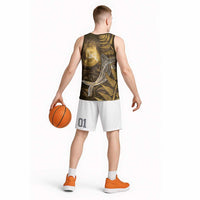 New Zealand Matariki Basketball Jersey Maori Koru With Humpback Whale Gold LT05 - Polynesian Pride