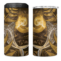 New Zealand Matariki 4 in 1 Can Cooler Tumbler Maori Koru With Humpback Whale Gold LT05 One Size: 16 oz Gold - Polynesian Pride