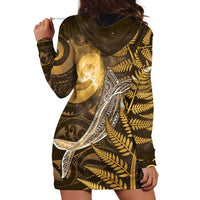 New Zealand Matariki Hoodie Dress Maori Koru With Humpback Whale Gold