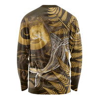 New Zealand Matariki Long Sleeve Shirt Maori Koru With Humpback Whale Gold LT05 - Polynesian Pride