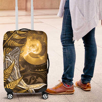 New Zealand Matariki Luggage Cover Maori Koru With Humpback Whale Gold LT05 Gold - Polynesian Pride