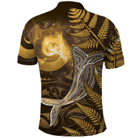 New Zealand Matariki Polo Shirt Maori Koru With Humpback Whale Gold LT05 - Polynesian Pride