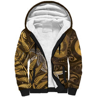 New Zealand Matariki Sherpa Hoodie Maori Koru With Humpback Whale Gold LT05 Unisex Gold - Polynesian Pride