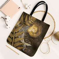 New Zealand Matariki Tote Bag Maori Koru With Humpback Whale Gold