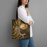 New Zealand Matariki Tote Bag Maori Koru With Humpback Whale Gold