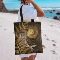 New Zealand Matariki Tote Bag Maori Koru With Humpback Whale Gold