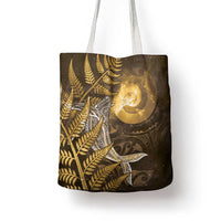 New Zealand Matariki Tote Bag Maori Koru With Humpback Whale Gold