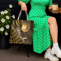 New Zealand Matariki Tote Bag Maori Koru With Humpback Whale Gold