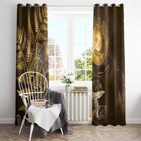 New Zealand Matariki Window Curtain Maori Koru With Humpback Whale Gold
