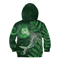 New Zealand Matariki Kid Hoodie Maori Koru With Humpback Whale Green LT05 - Polynesian Pride