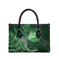 New Zealand Matariki Leather Bag Maori Koru With Humpback Whale Green
