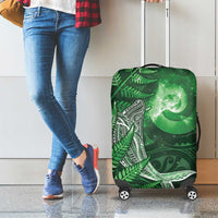 New Zealand Matariki Luggage Cover Maori Koru With Humpback Whale Green