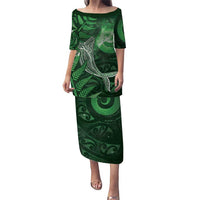 New Zealand Matariki Puletasi Maori Koru With Humpback Whale Green
