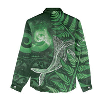 New Zealand Matariki Women Casual Shirt Maori Koru With Humpback Whale Green LT05 - Polynesian Pride