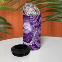 New Zealand Matariki 4 in 1 Can Cooler Tumbler Maori Koru With Humpback Whale Purple LT05 - Polynesian Pride