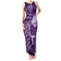 New Zealand Matariki Family Matching Tank Maxi Dress and Hawaiian Shirt Maori Koru With Humpback Whale Purple LT05 Mom's Dress Purple - Polynesian Pride