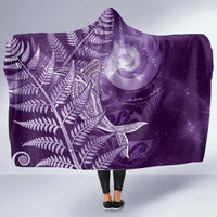 New Zealand Matariki Hooded Blanket Maori Koru With Humpback Whale Purple LT05 One Size Purple - Polynesian Pride
