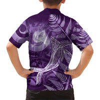 New Zealand Matariki Kid Hawaiian Shirt Maori Koru With Humpback Whale Purple LT05 - Polynesian Pride