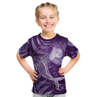 New Zealand Matariki Kid T Shirt Maori Koru With Humpback Whale Purple LT05 Purple - Polynesian Pride