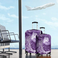 New Zealand Matariki Luggage Cover Maori Koru With Humpback Whale Purple LT05 - Polynesian Pride