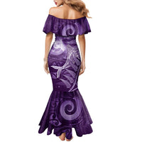 New Zealand Matariki Mermaid Dress Maori Koru With Humpback Whale Purple LT05 - Polynesian Pride
