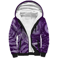 New Zealand Matariki Sherpa Hoodie Maori Koru With Humpback Whale Purple LT05 Unisex Purple - Polynesian Pride