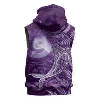 New Zealand Matariki Sleeveless Zip Hoodie Maori Koru With Humpback Whale Purple LT05 - Polynesian Pride