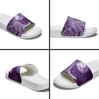 New Zealand Matariki Slide Sandals Maori Koru With Humpback Whale Purple