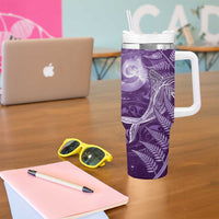 New Zealand Matariki Tumbler With Handle Maori Koru With Humpback Whale Purple LT05 - Polynesian Pride