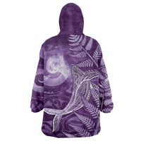 New Zealand Matariki Wearable Blanket Hoodie Maori Koru With Humpback Whale Purple LT05 - Polynesian Pride