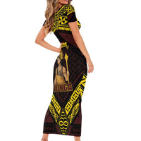Tonga First King Short Sleeve Bodycon Dress Ahoeitu Know Your Roots LT05 - Polynesian Pride
