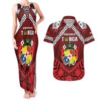 Tonga Emancipation Day Couples Matching Tank Maxi Dress and Hawaiian Shirt Tongan Kupesi Pattern