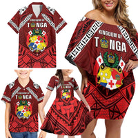 Tonga Emancipation Day Family Matching Off Shoulder Short Dress and Hawaiian Shirt Tongan Kupesi Pattern
