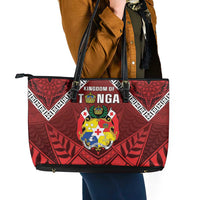 Tonga Emancipation Day Leather Tote Bag Tongan Kupesi Pattern
