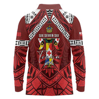 Tonga Emancipation Day Long Sleeve Polo Shirt Tongan Kupesi Pattern