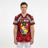 Tonga Emancipation Day Scrub Top Tongan Kupesi Pattern - Polynesian Pride