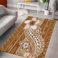 Tonga Kupesi Ngatu Area Rug Vintage Brown Plumeria