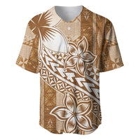 Tonga Kupesi Ngatu Baseball Jersey Vintage Brown Plumeria